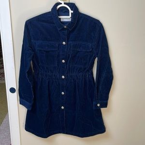 Zara Kids navy CORDUROY button up dress.